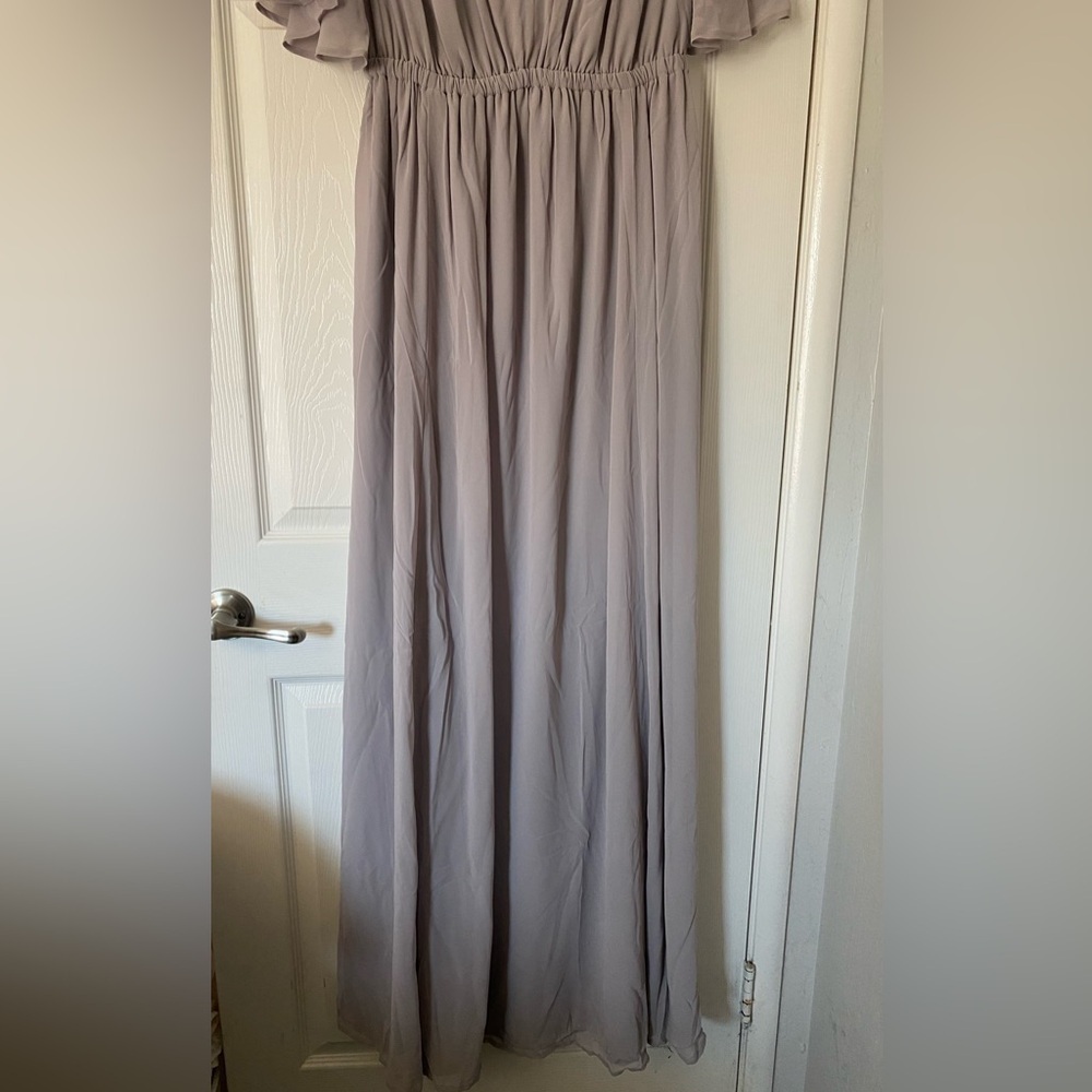 NWT Show Me Your Mumu Emily Empire Maxi Dress Dove Grey Chiffon Size‎ 1X - Picture 4 of 10